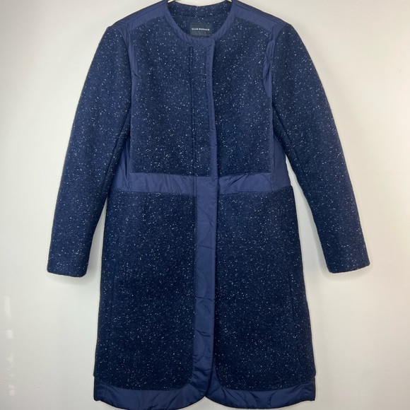 Club Monaco Navy Mixed Media Quilted Coat, XS - Picture 4 of 9